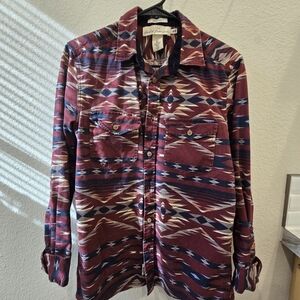 H&M Maroon and Navy Western Button Up